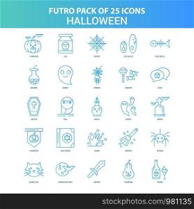 25 Green and Blue Futuro Halloween Icon Pack