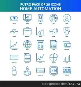 25 Green and Blue Futuro Home Automation Icon Pack