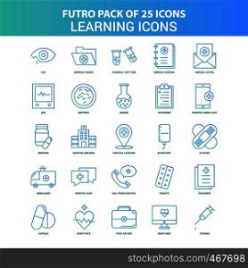 25 Green and Blue Futuro Learning icons Icon Pack