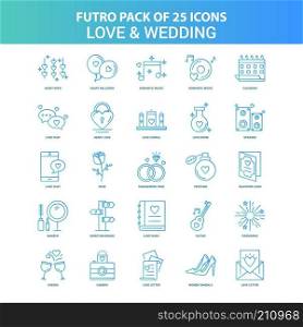 25 Green and Blue Futuro Love and Wedding Icon Pack