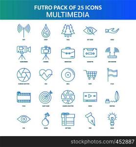 25 Green and Blue Futuro Multimedia Icon Pack