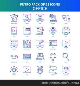 25 Green and Blue Futuro Office Icon Pack