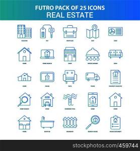 25 Green and Blue Futuro Real Estate Icon Pack