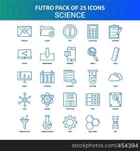 25 Green and Blue Futuro Science Icon Pack