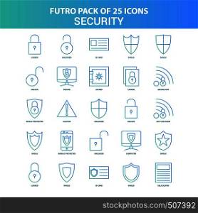25 Green and Blue Futuro Security Icon Pack