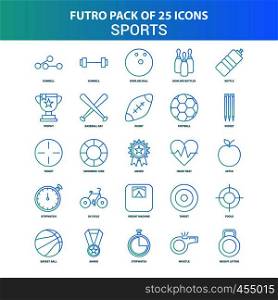 25 Green and Blue Futuro Sports Icon Pack