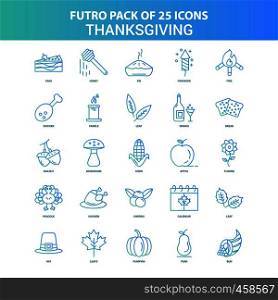 25 Green and Blue Futuro Thanksgiving Icon Pack