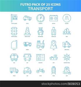 25 Green and Blue Futuro Transport Icon Pack
