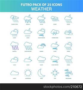 25 Green and Blue Futuro Weather Icon Pack