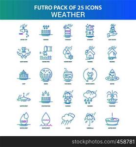 25 Green and Blue Futuro Weather Icon Pack