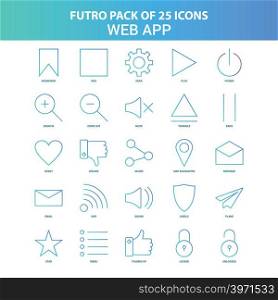25 Green and Blue Futuro Web App Icon Pack