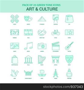 25 Green Art and Culture Icon set