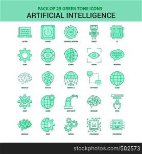 25 Green Artificial Intelligence Icon set