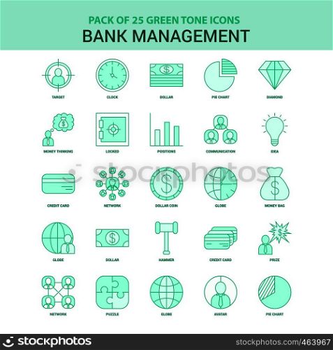 25 Green Bank Management Icon set