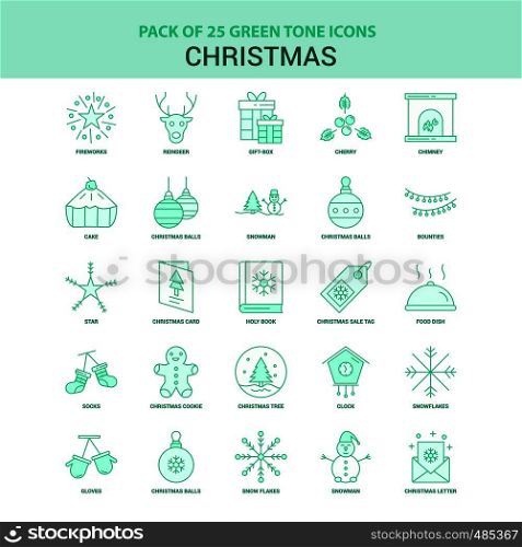 25 Green Christmas Icon set