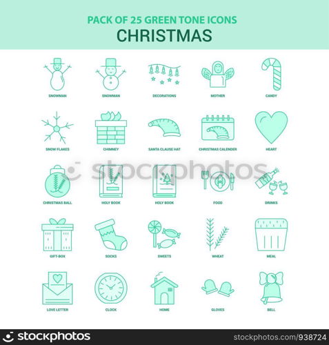 25 Green Christmas Icon set