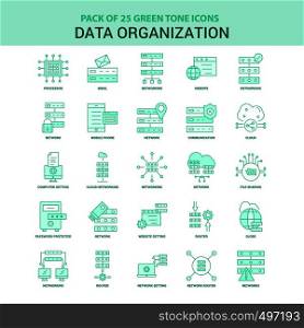 25 Green Data Organization Icon set