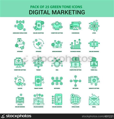 25 Green Digital Marketing Icon set