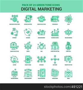25 Green Digital Marketing Icon set