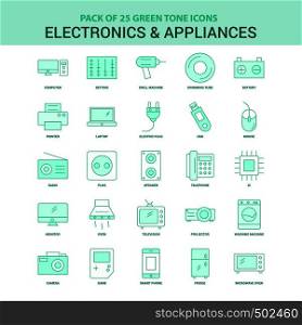 25 Green Electronics and Appliances Icon set