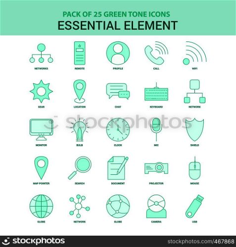 25 Green Essential Element Icon set