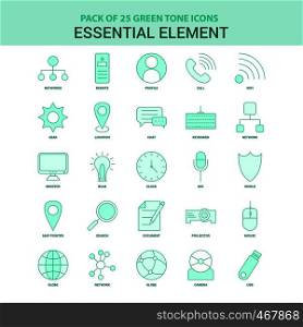 25 Green Essential Element Icon set