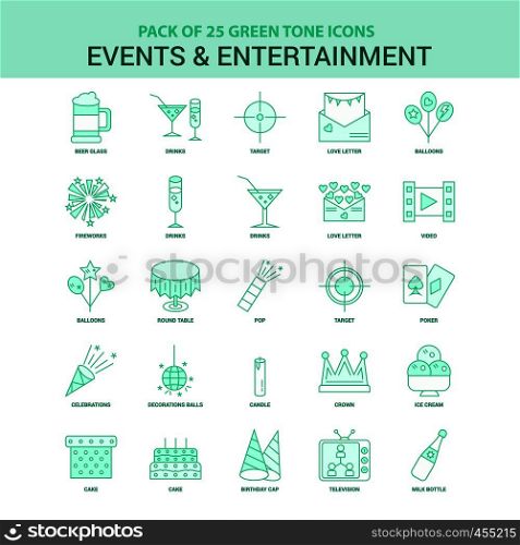 25 Green Events and Entertainment Icon set