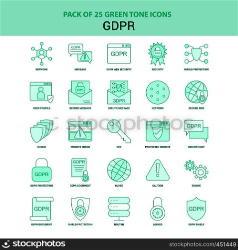 25 Green GDPR Icon set