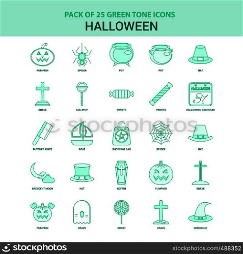 25 Green Halloween Icon set