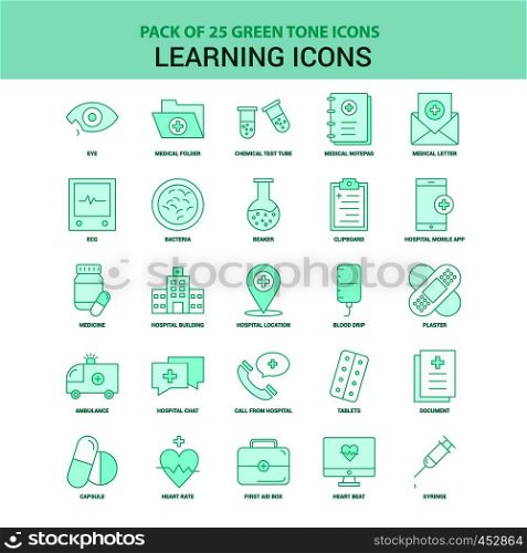 25 Green Learning icons Icon set