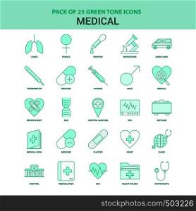 25 Green Medical Icon set