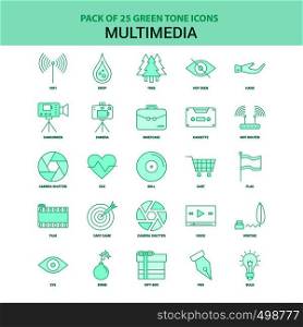 25 Green Multimedia Icon set