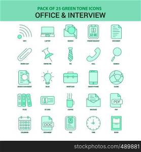 25 Green Office and Interview Icon set