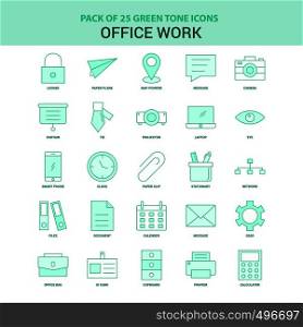 25 Green Office work Icon set