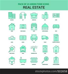 25 Green Real Estate Icon set