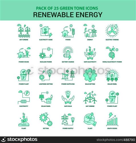 25 Green Renewable Energy Icon set