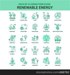 25 Green Renewable Energy Icon set