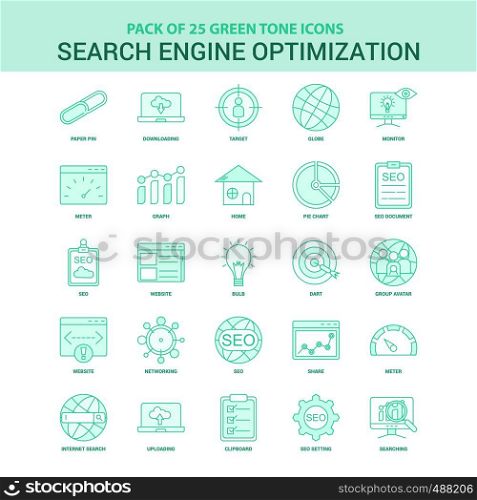 25 Green Search Engine Optimization Icon set