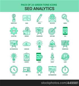 25 Green SEO Analytics Icon set