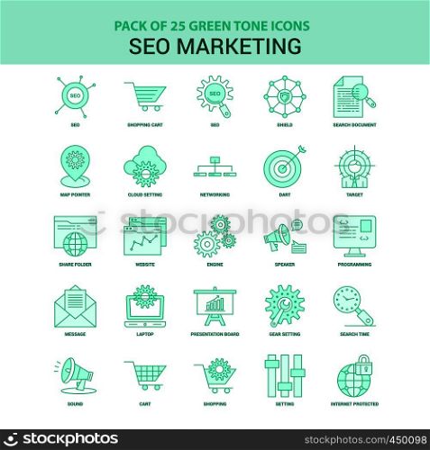 25 Green SEO Marketing Icon set
