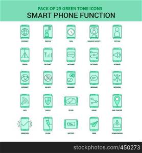 25 Green Smart phone functions Icon set