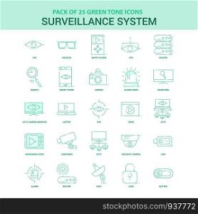 25 Green Surveillance Icon set