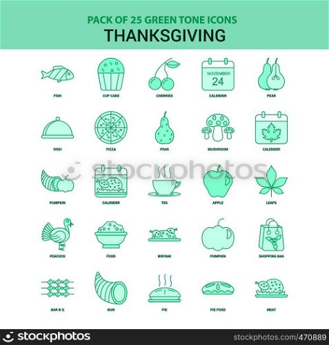25 Green Thanksgiving Icon set