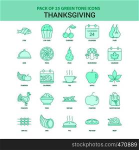 25 Green Thanksgiving Icon set