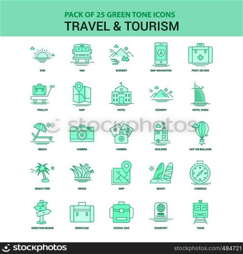 25 Green Travel and Tourism Icon set