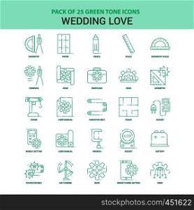 25 Green Wedding Love Icon set