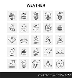 25 Hand Drawn Weather icon set. Gray Background Vector Doodle