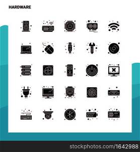 25 Hardware Icon set. Solid Glyph Icon Vector Illustration Template For Web and Mobile. Ideas for business company.