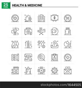 25 Health   Medicine icon set. vector background