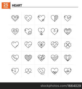 25 Heart icon set. vector background